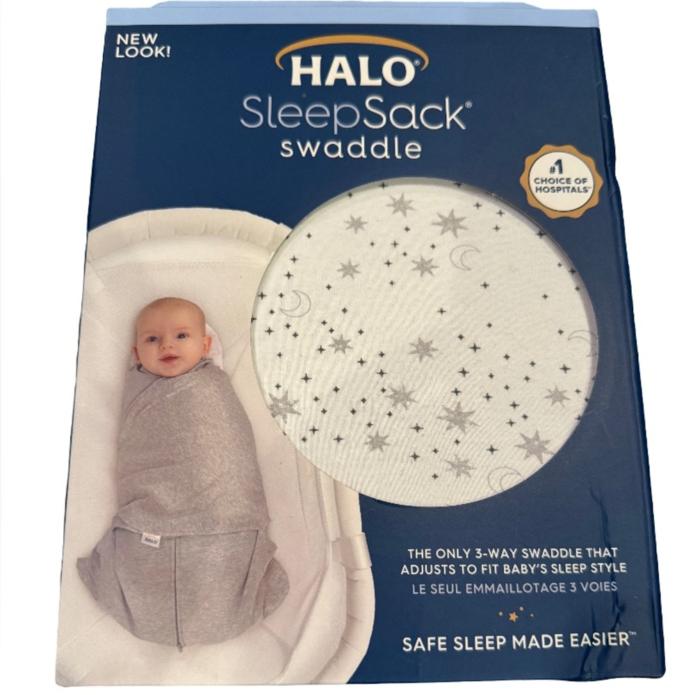 HALO SleepSack Swaddle in Heather Gray with Star Print